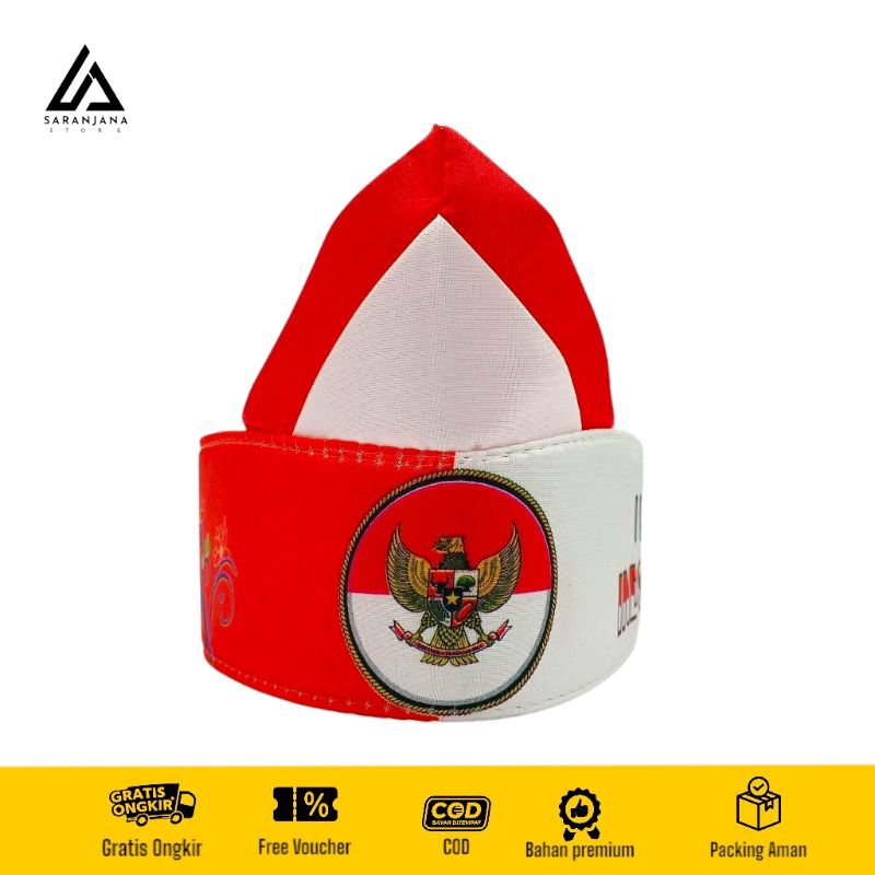 bando merah putih ikat kepala aksesoris kemerdekaan atau karnaval Udeng motif Garuda batik premium b