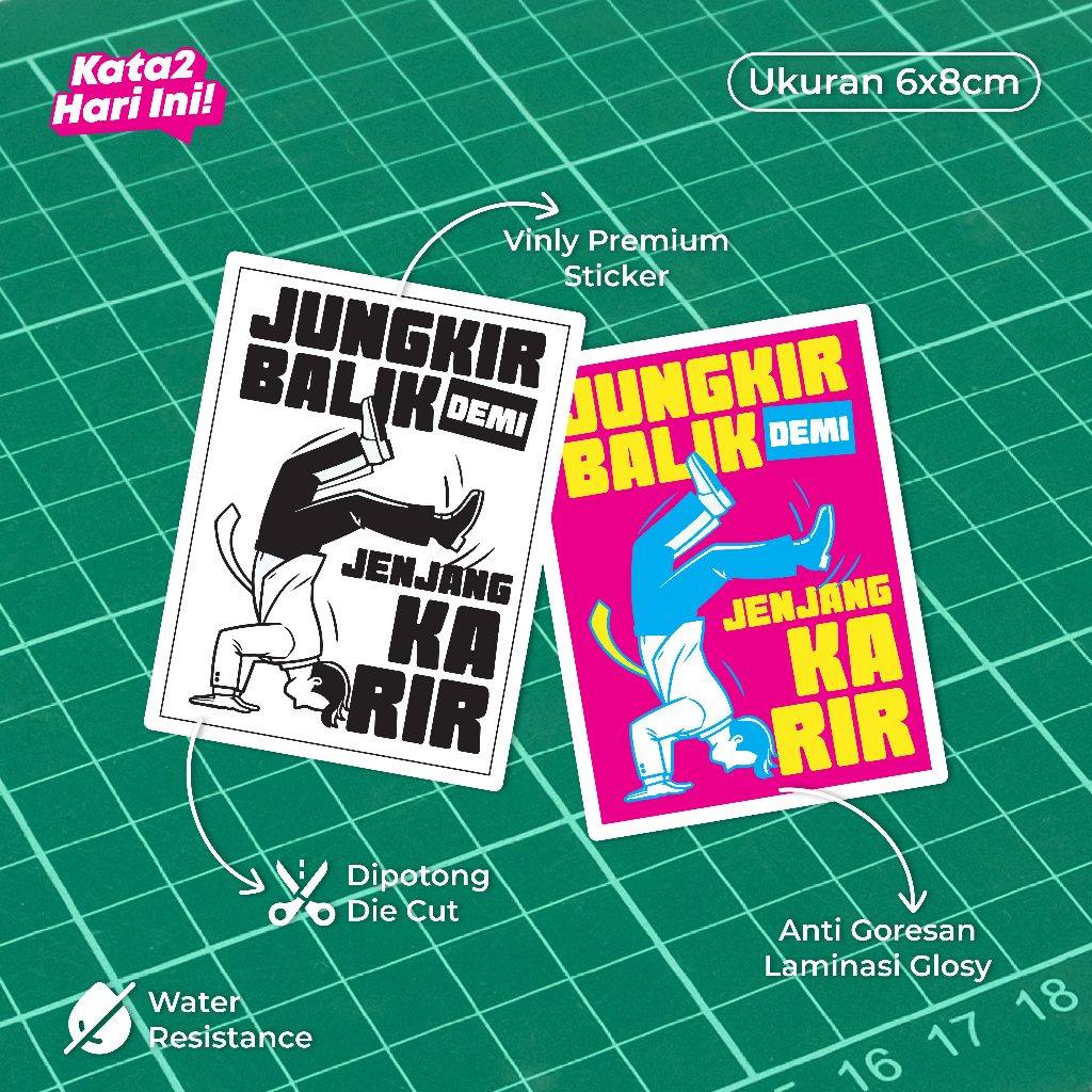 

Jungkir balik Karir | Sticker Vinyl Glosy Tahan Air - Stiker Tulisan untuk Laptop, Notebook, Koper