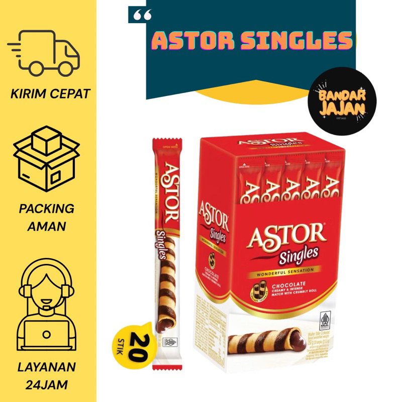 

ASTOR SINGLES WAFER STICK 1 PACK ISI 20 PCS - Biskuit Coklat Lezat