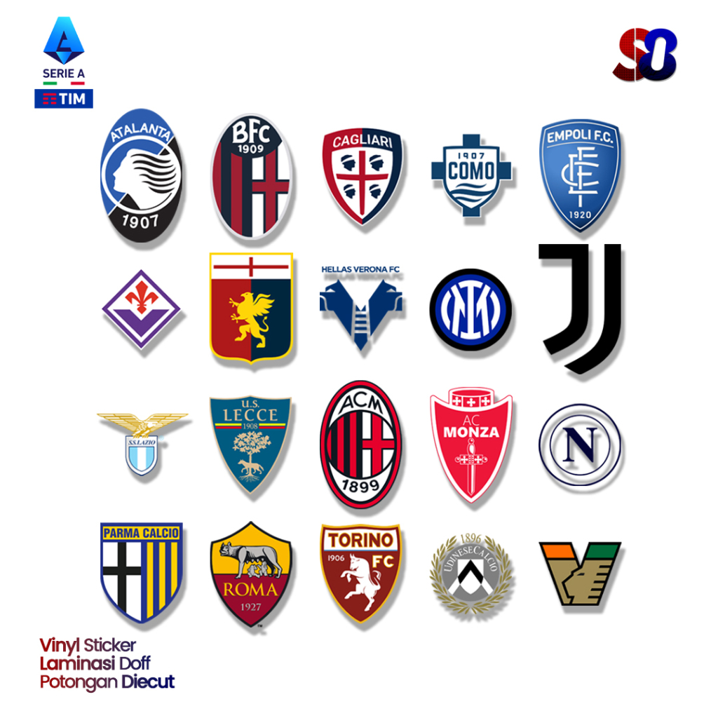 

Sticker Premium Klub Serie A Italia 2025 - Bahan Vinyl + Laminasi