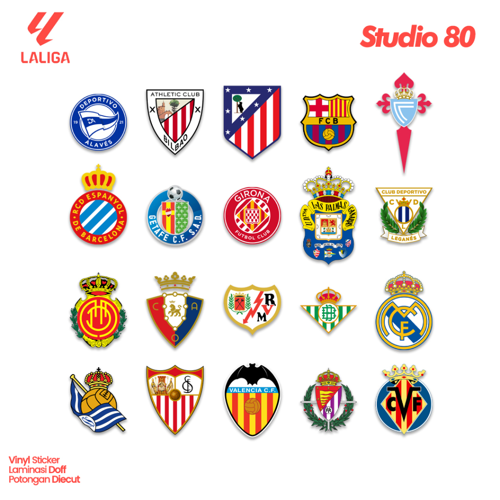 

Sticker Premium Klub LA LIGA Spanyol 2025 - Bahan Vinyl + Laminasi