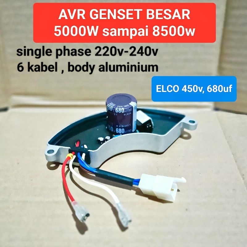 AVR diesel genset besar ET 8000 7000 5000 Watt body oval aluminium 450v 680uf - 6 kabel - silent gen
