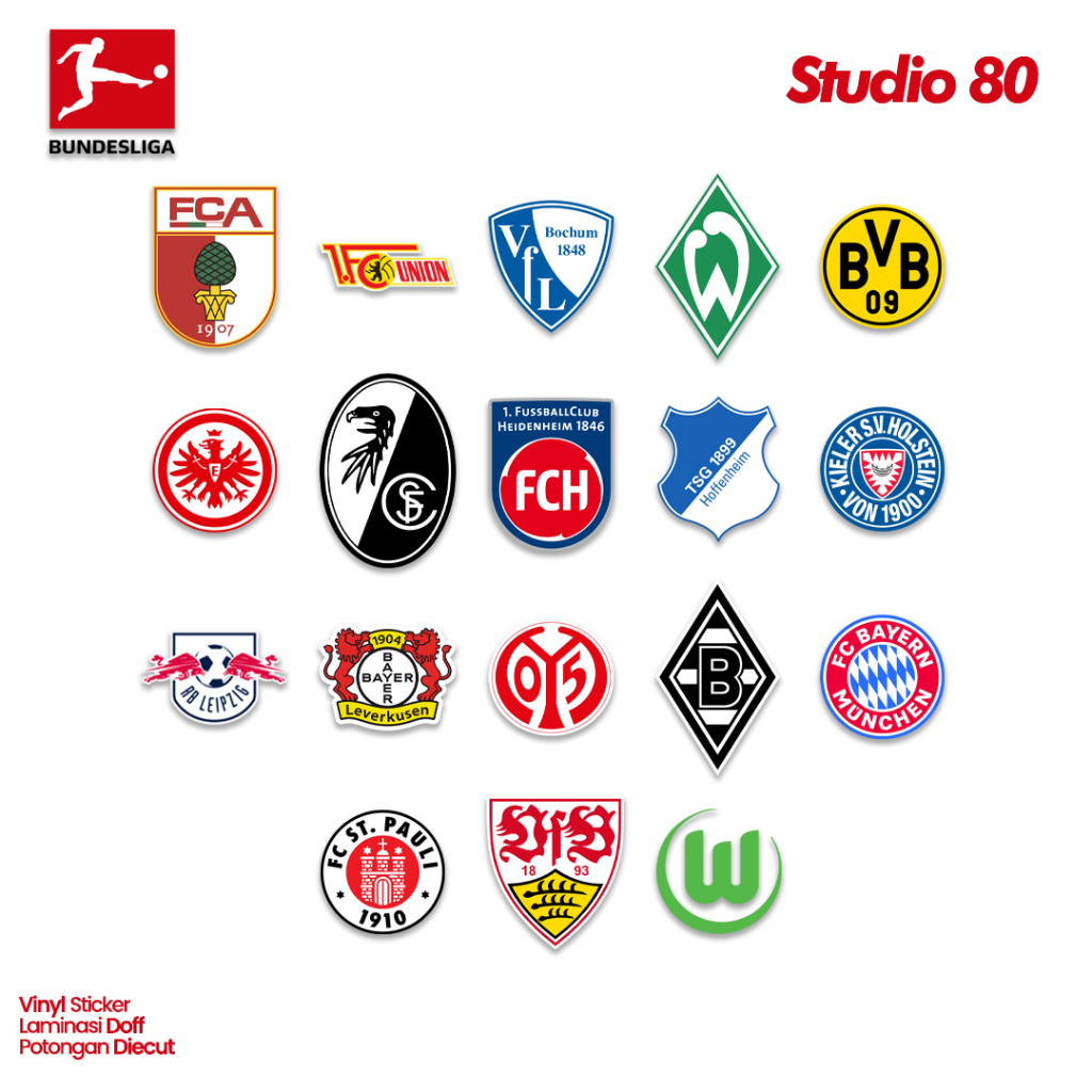 

Sticker Premium Klub Bundesliga German 2025 - Bahan Vinyl + Laminasi