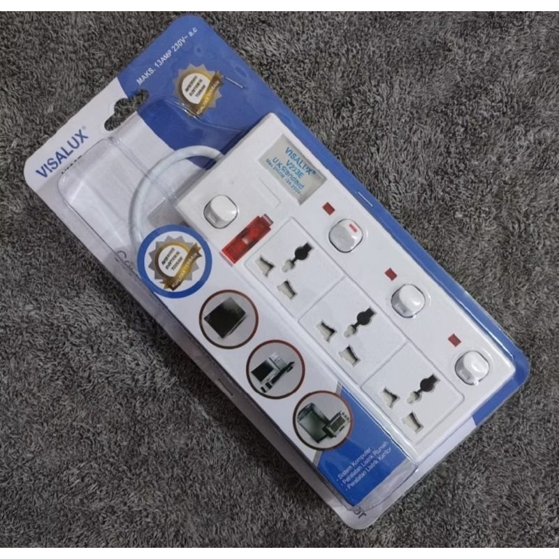 Kabel Extension / Colokan Kabel Visalux 13 A MULTI KAKI 3, SAMBUNGAN KABEL KHUSUS BATAM