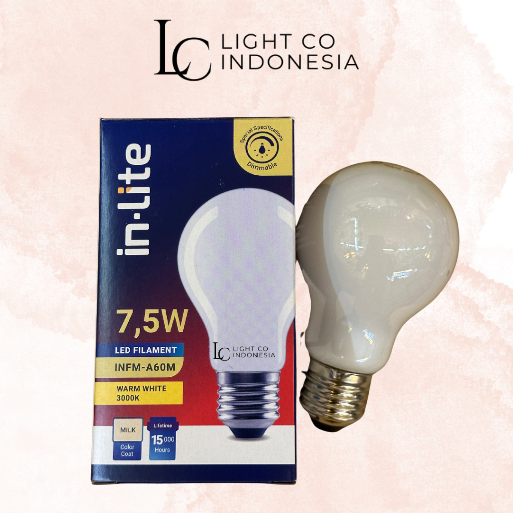 INLITE Led Bulb Dimmer 7.5w E27 3000k / Inlite Led A60 7.5w Dimmable E27 / Filament Dimmer