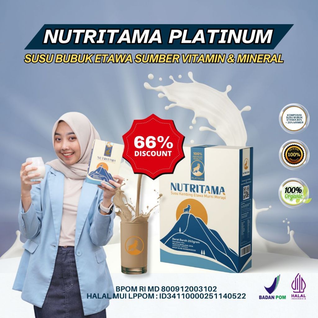 Nutritama Platinum Susu Bubuk Kambing Etawa Kemasan 250gram Paket 1 Box