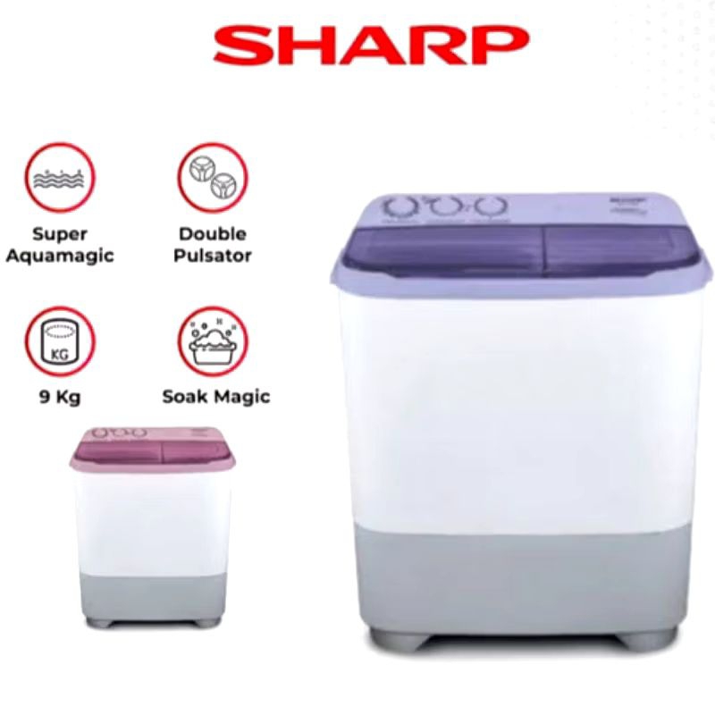 Mesin Cuci 2 Tabung SHARP Puremagic ES-T95NT LC/PK 9 Kg