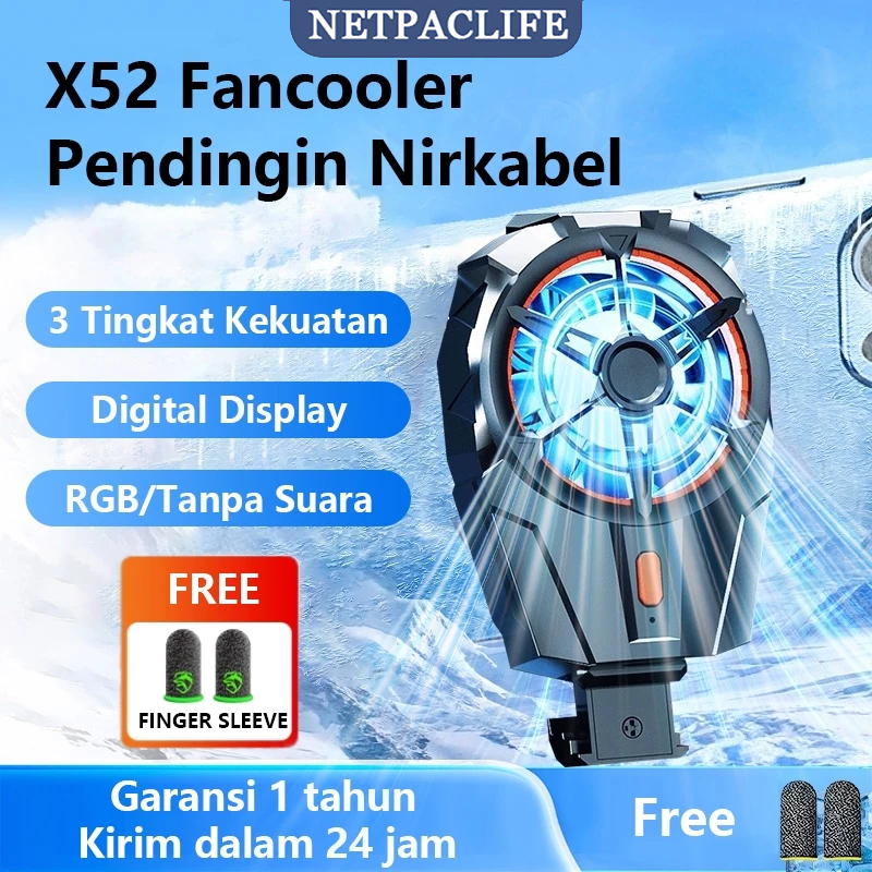 Funcooler X52 Built In Baterai FanCooler Gaming Cooler Radiator Clip-on Ultra Tenang Dingin