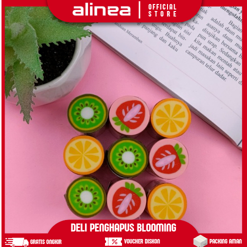 

Penghapus Pensil lucu bentuk buah strawberry, jeruk, kiwi / eraser DELI Blooming H01401