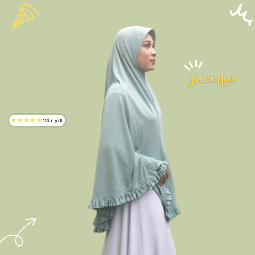 JILBAB BERGO JUMBO L 110 R YERSI BAHAN JERSEY JILBAB SYAR'I SIZE XXL ORIGINAL JAMILAH HIJAB INSTAN