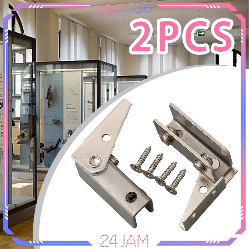 Isi 2pcs Engsel Pintu Kaca Jepit Stainless Engsel Kaca Jepit Pivot Pintu Kaca Engsel Jepit Kaca