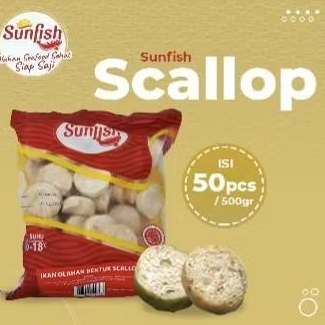 

Sunfish Scallop Kemasan 500gr | Sunfish ikan olahan bentuk scallop 500gram