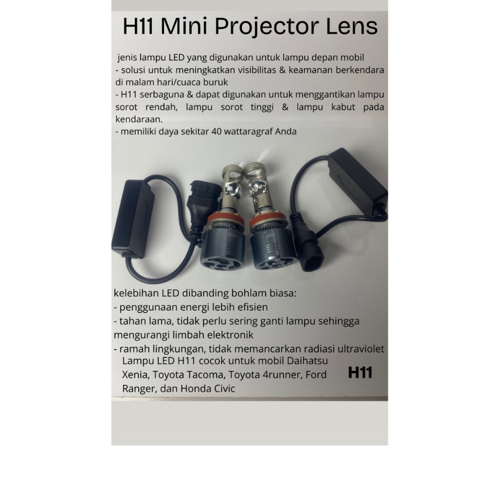 LED Car Lamp H11 / Lampu Mobil Lensa Proyektor/ Lampu Mobil LED H11