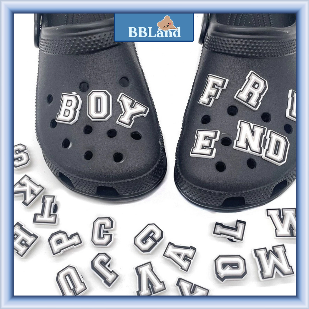 Jibbitz Charms Sepatu Crocs Alphabet Huruf Angka Aksesoris DIY Sandal Sepatu Crocs Jibbitz DD-01