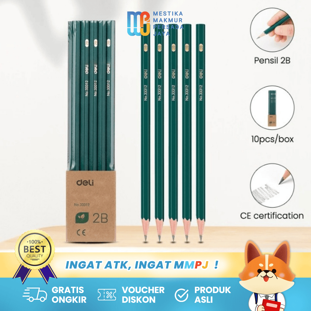 

Deli Graphite Pencil / Pensil Kayu 2B - 1Pcs 33312