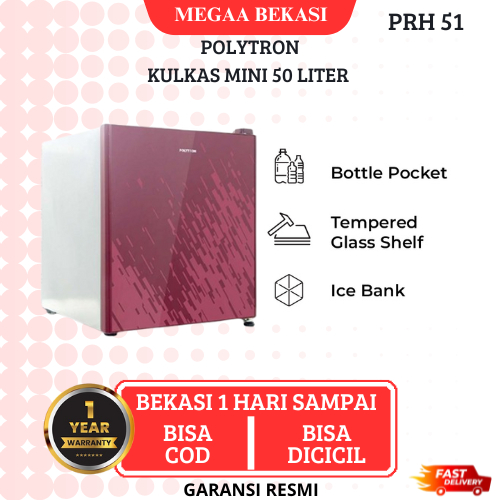 POLYTRON KULKAS MINI 50 LITER PRH 51 LOW WATT GARANSI RESMI