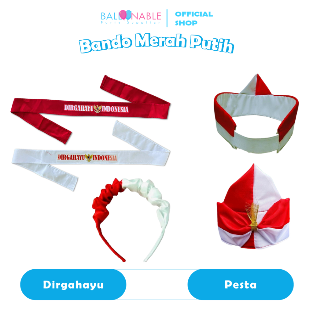 Bando / Bendo / Pita Merah Putih Dirgahayu Indonesia Merah Putih / Ikat Kepala Dirgahayu Merah Putih