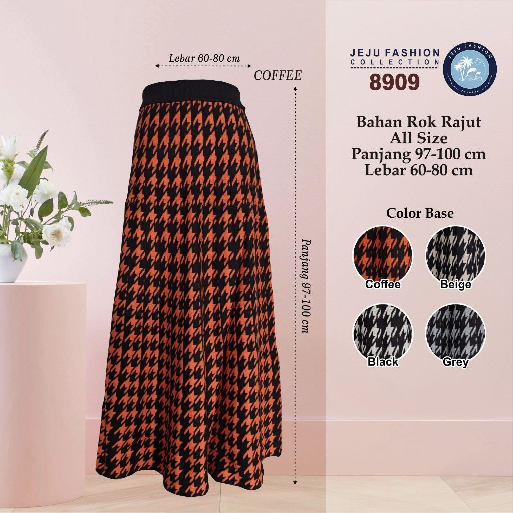 ROK RAJUT MOTIF PANJANG IMPORT TEBAL DAN HALUS WANITA - 8909