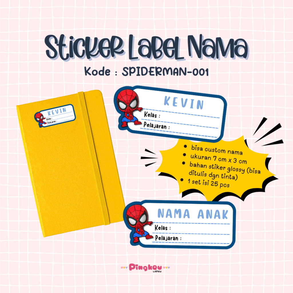 

STIKER MAPEL SUPERHERO/STIKER CUSTOM BUKU SUPERHERO/LABEL NAMA BUKU SEKOLAH/STIKER LABEL NAMA