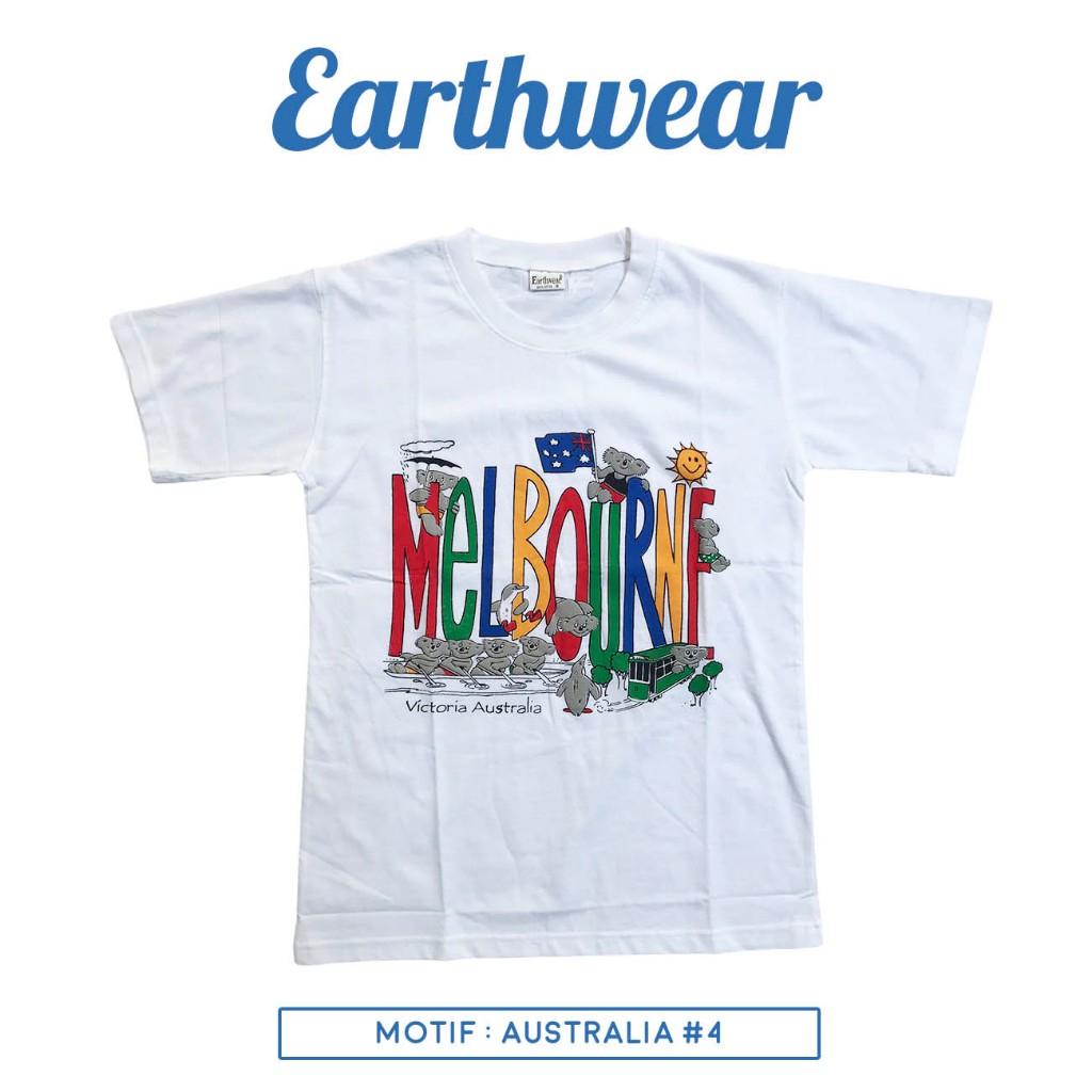 T-Shirt (Kaos) Earthwear uk 18 Dewasa Remaja Unisex Cewek Cowok Oblong Kaos Rumah Santai Couple