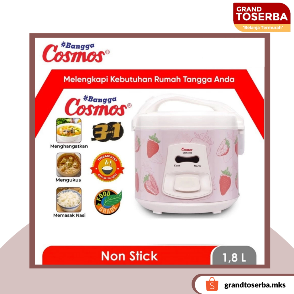 COSMOS RICE COOKER CRJ3302 / CRJ 3302 / CRJ-3302 (1,8 LITER) GARANSI RESMI