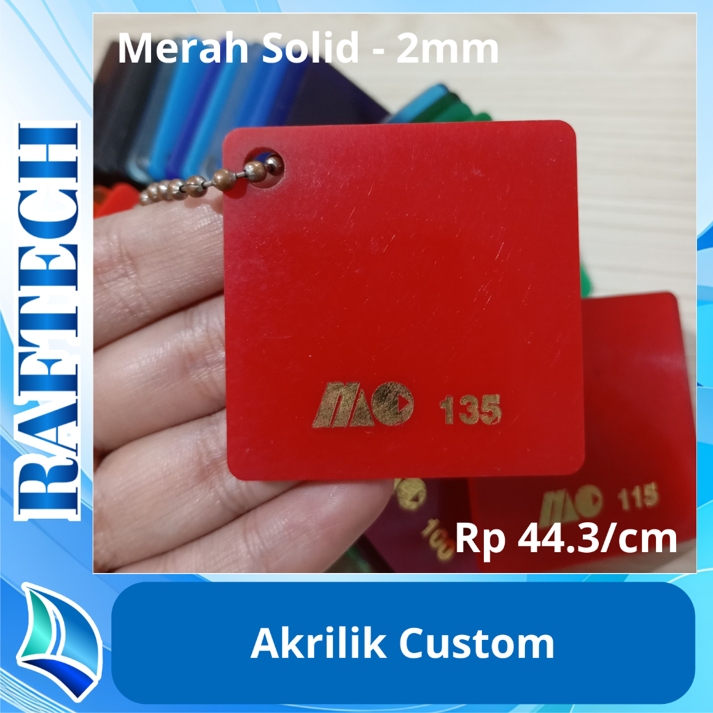 

Akrilik Custom 2mm Merah Solid Laser Cutting Potong