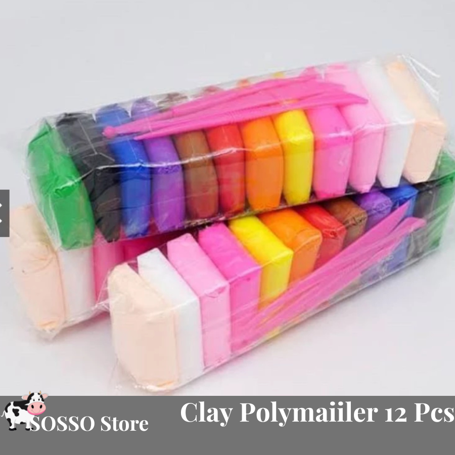 Clay Mainan Edukasi Lilin Anak Clay isi 12 Warna Mainan Anak isi 12pcs Polymer Clay