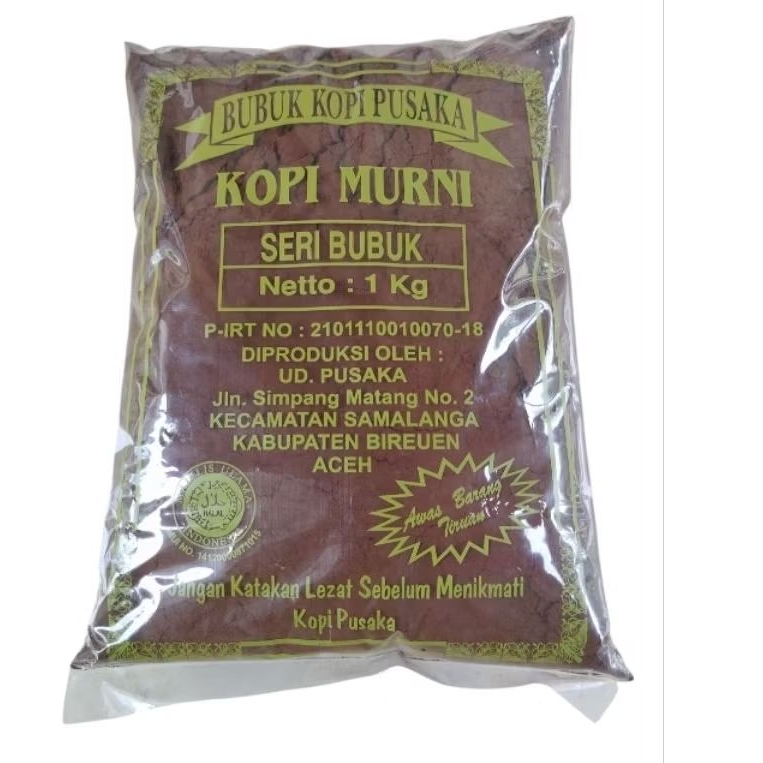 

Kopi bubuk Halus Murni Cap Pusaka 1kg Asli Produk Aceh samalanga