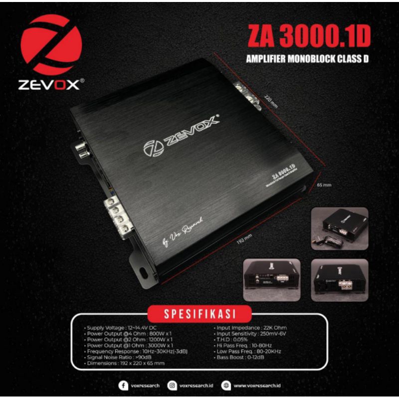 Monoblock Zevox ZA 3000.1 D - Amplifier Monoblock Klasa D