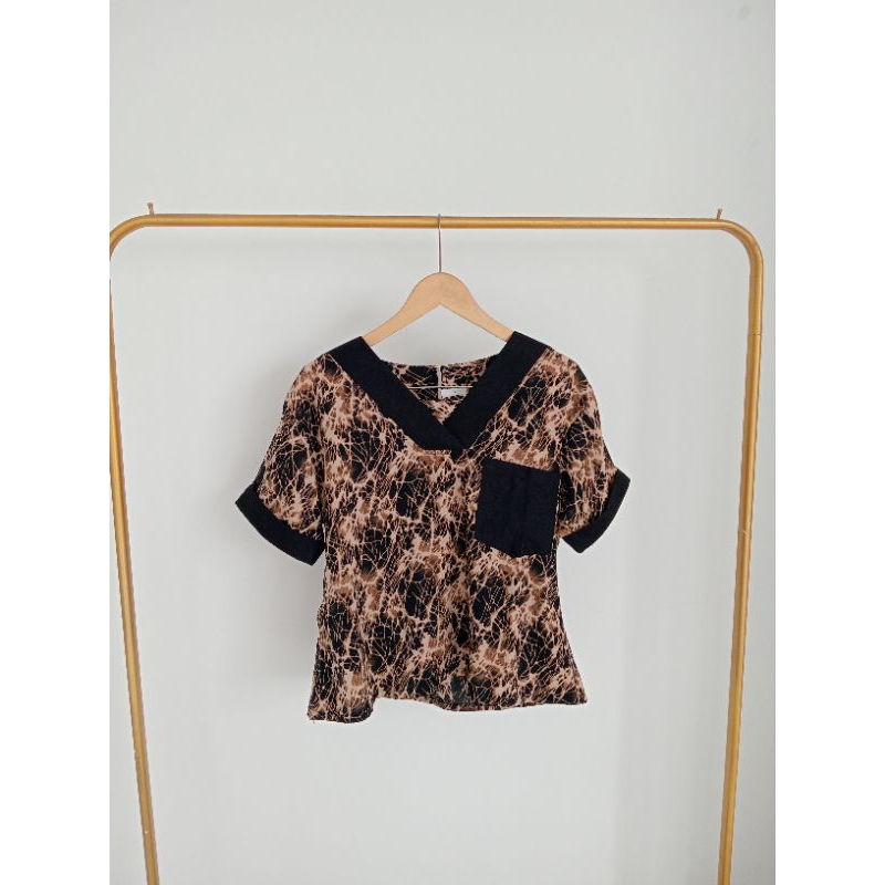 one set lengan pendek leopard