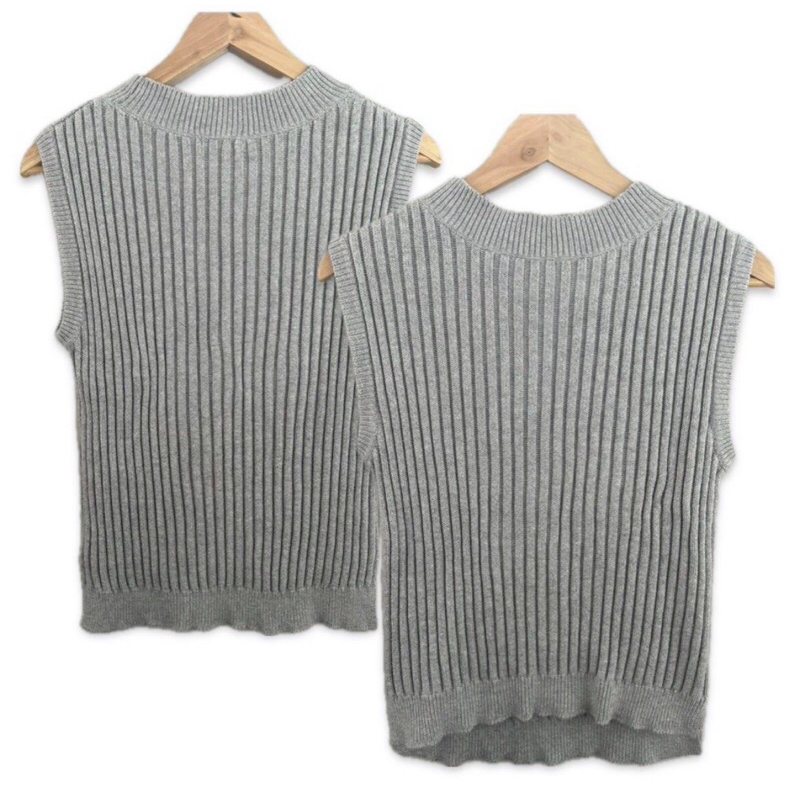 GU UNIQLO ribbed knit vest rajut abu