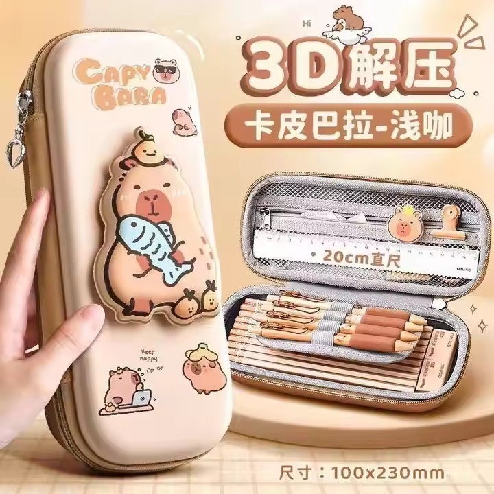 

[SHT Go] Kotak Pensil Tempat Pensil 3D Premium Capybara kartun cantik lucu bagus tahan banting