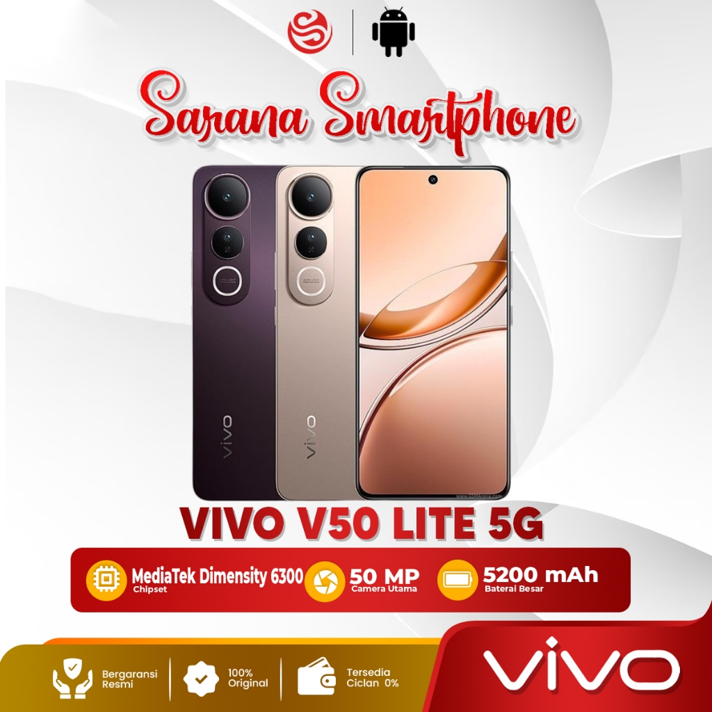 Vivo V50 Lite 5G 8/256GB 12/512GB NFC Hp Android Smartphone Original New Bersegel Garansi Resmi