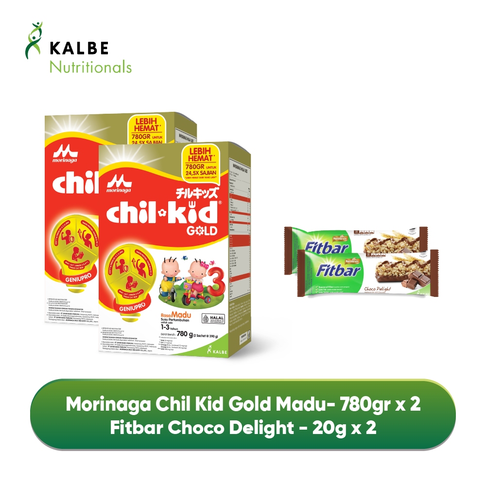 

Paket Morinaga Chil Kid Gold Madu 780g - Isi 2 dan 2 Fitbar Choco 20G