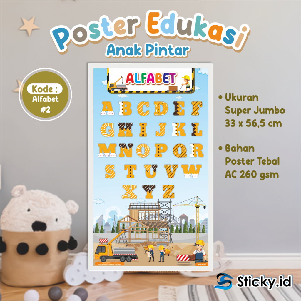 

POSTER BELAJAR EDUKASI ANAK - POSTER GAMBAR BERWARNA TEMA ALFABET 02 READY STOCK