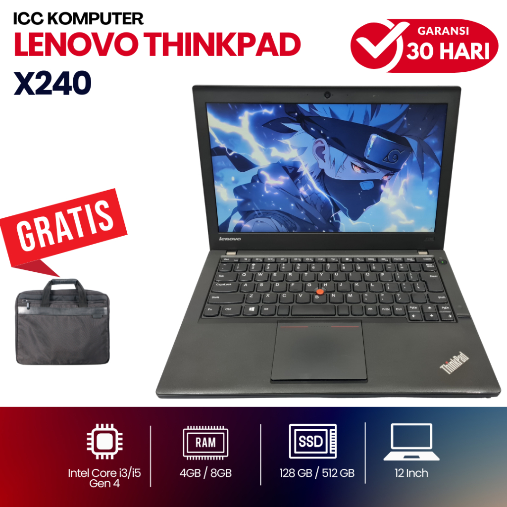 Laptop Lenovo X240 Core i5 Gen 4 RAM 8GB SSD 512GB - Laptop Slim - Second Murah Bergaransi