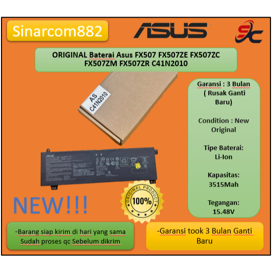 ORIGINAL Baterai Asus FX507 FX507ZE FX507ZC FX507ZM FX507ZR C41N2010