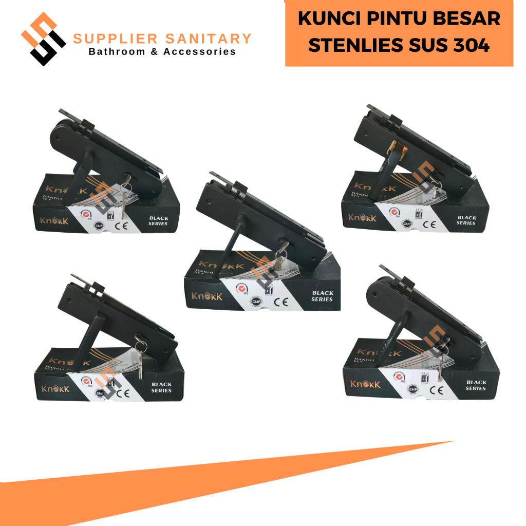 KUNCI PINTU BESAR STENLIES SUS 304 HITAM KNOKK