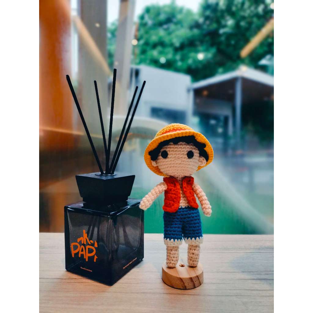 Monkey D. Luffy Amigurumi with Wooden Standee