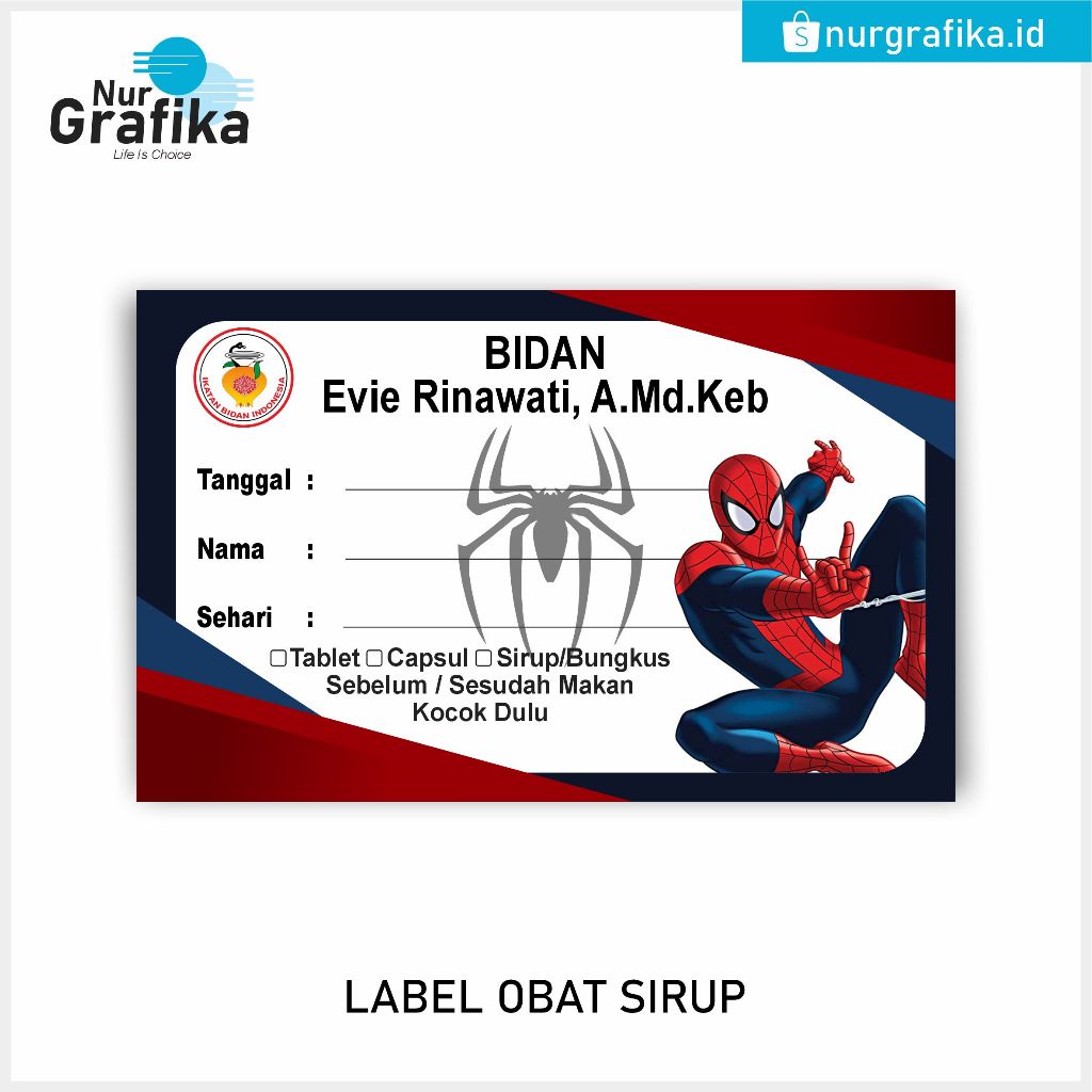 

( 1Pack Isi 80Pcs ) Label Obat Sirup Kartun Superhero Collections