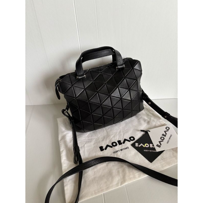 Bao Bao Issey Miyake Black Leather Sling / Crossbody Bag