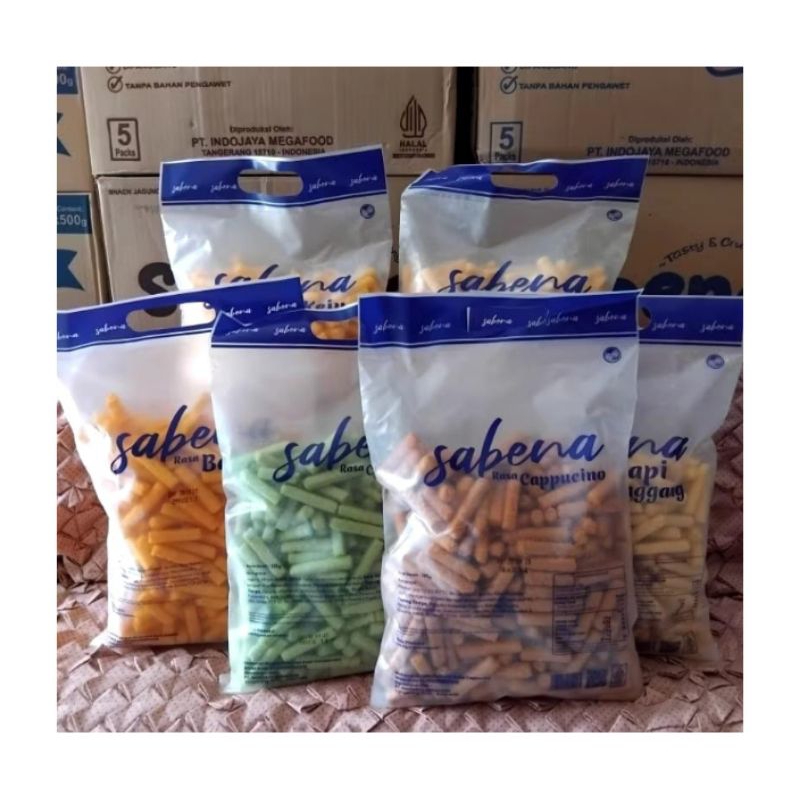 

Sabena Stik 340gram Rasa balado , sapi panggang , jagung bakar , cappucino , keju , cocopandan. cemilan gurih untuk hantaran