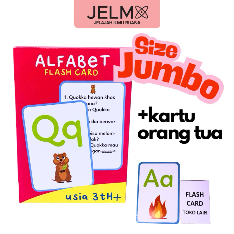 JELMA Flash Card Edukasi Anak Besar JUMBO Fonik | 3 tahun