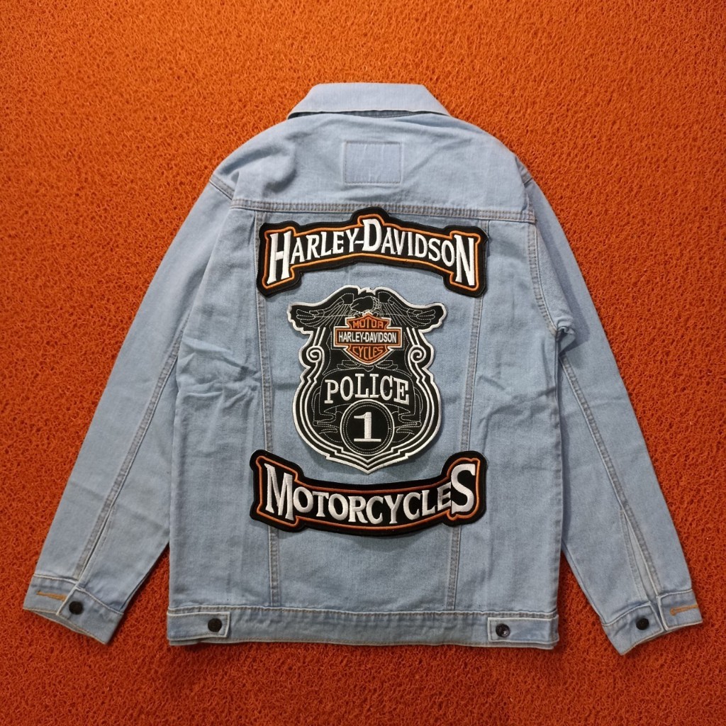 Patch bordir Harley Back Patch Bordir Emblem Besar Aksesoris Jahit Iron Patch Patch Motif Harley 1 S