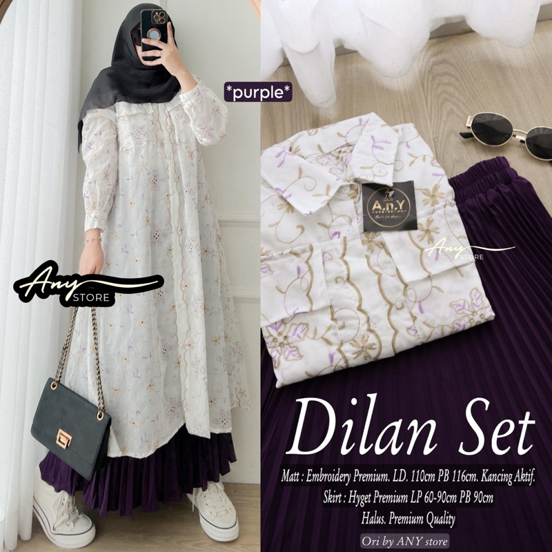 dilan setelan tunik dan rok by A.N.Y long tunic jumbo ld 120 CM rok panjang plisket long tunik flora