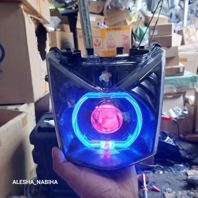 Reflektor Lampu Depan Beat fi Old 2013 2014 2015 Set Biled Varian Ukuran2,5/4,5 Inci Super Terang Da