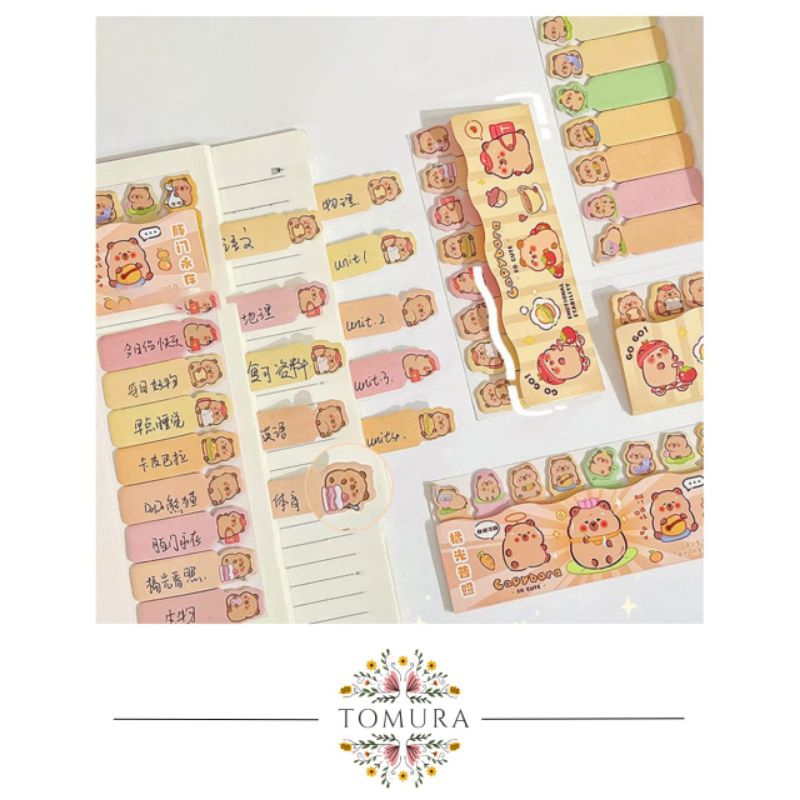 

Sticky Notes Kertas Capybara 8 Baris Cute Lucu Delapan Varian Stationery