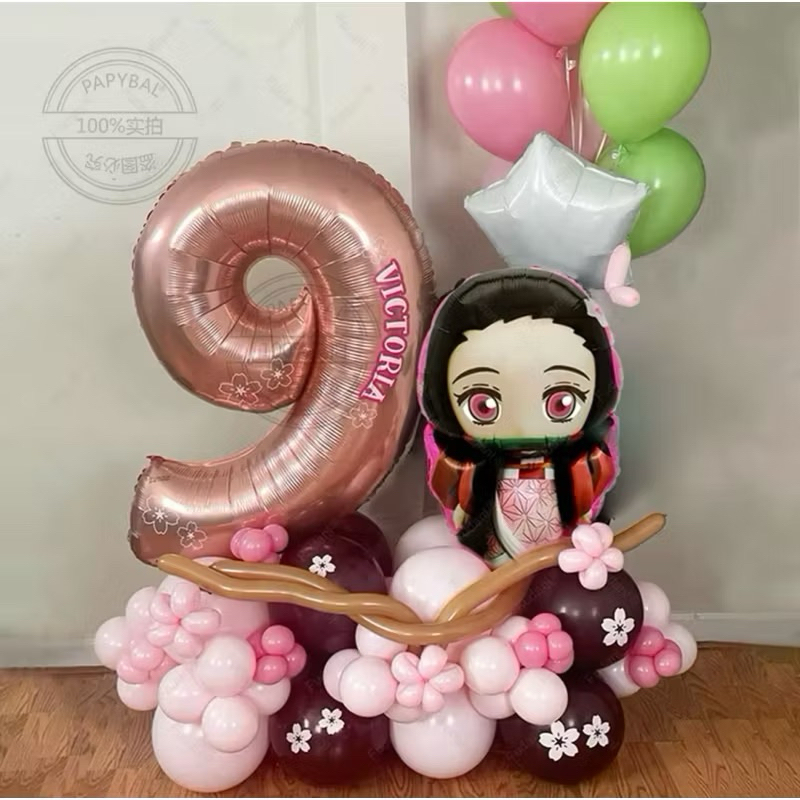 Paket Balon Nezuko Angka Demon Slayer Dekorasi Stand