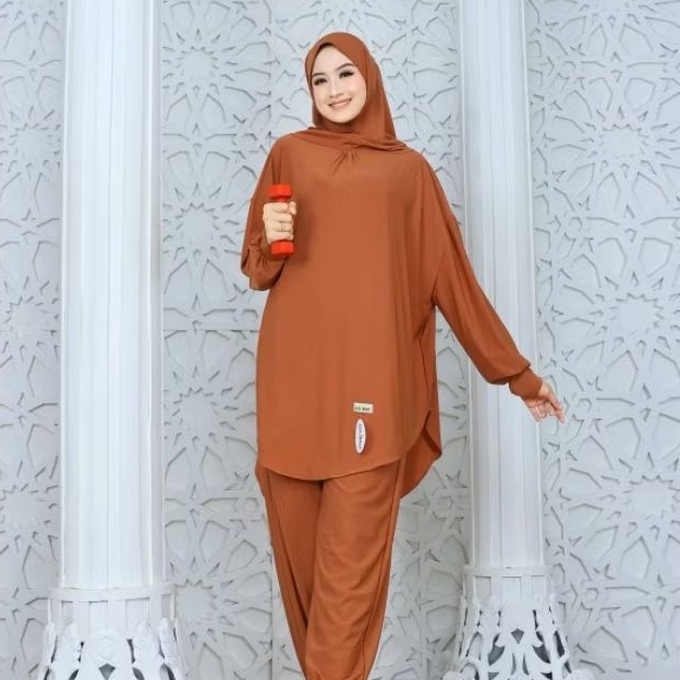 HIJAB SETELAN OLAHRAGA BILQIS JILBAB SPORT ONE SET SPORTY JERSEY HAJENA