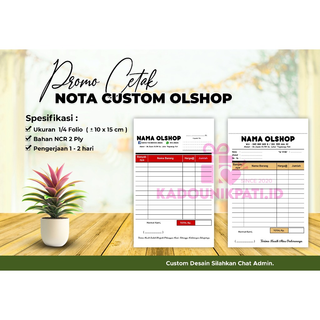 NOTA TOKO ( FREE COSTUM ) cocok untuk ONLINE SHOP GRATISS... Design